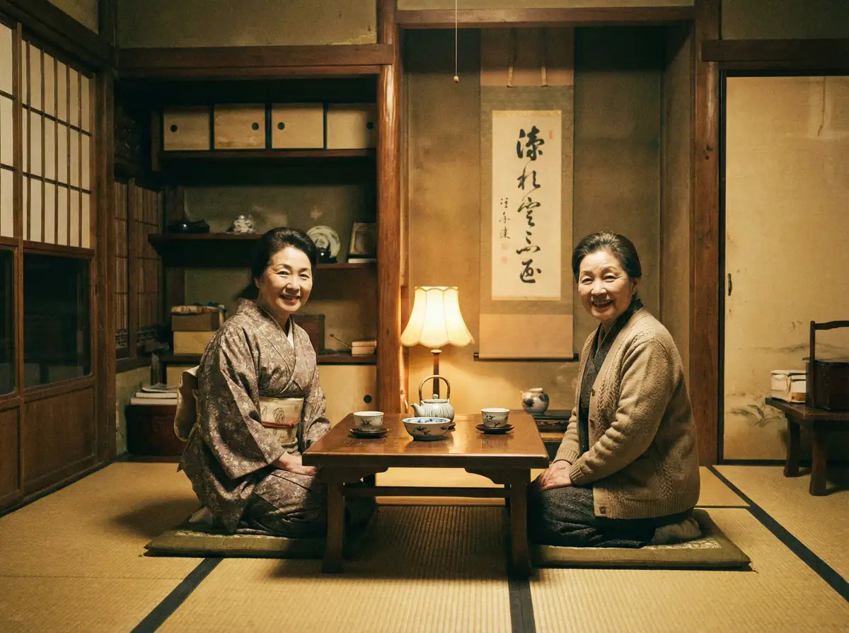 两位优雅的 飞机杯女神 - 飞机杯女神传媒官方网站 - 独家爆料飞机杯女神 在日式茶室中品茶交谈